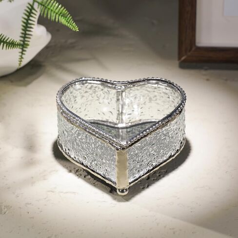 Glass Vintage Jewelry Box Keepsake storage Trinket Ring Display Box Home Decor Embossed Clear Glass Box Organizer(4×3.6×2.1inches) in Kuwait