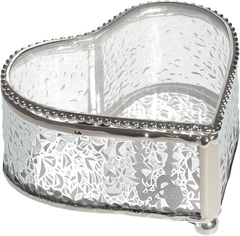 Glass Vintage Jewelry Box Keepsake storage Trinket Ring Display Box Home Decor Embossed Clear Glass Box Organizer(4×3.6×2.1inches) in Kuwait