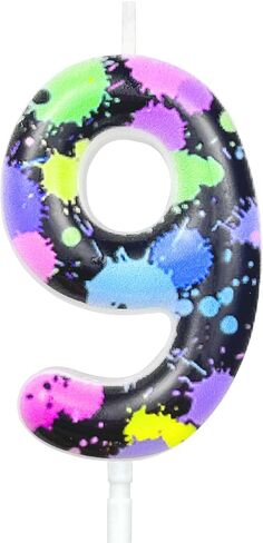 Neon Birthday Candles Fluorescent Themed 7th Birthday Number Candle Cake Toppers for Neon Party Decorations Supplies in Saudi Arabia