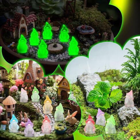 120 Pcs Mini Resin Luminous Gnomes Bulk Tiny Fairy Resin Statues Glow in The Dark Small Gnomes Miniature Figurines for Landscape Outdoor Patio Yard Lawn Plant Pots Fairy Decor (Classic) in Saudi Arabia