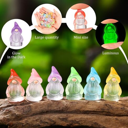 120 Pcs Mini Resin Luminous Gnomes Bulk Tiny Fairy Resin Statues Glow in The Dark Small Gnomes Miniature Figurines for Landscape Outdoor Patio Yard Lawn Plant Pots Fairy Decor (Classic) in Saudi Arabia