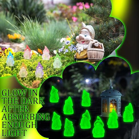 120 Pcs Mini Resin Luminous Gnomes Bulk Tiny Fairy Resin Statues Glow in The Dark Small Gnomes Miniature Figurines for Landscape Outdoor Patio Yard Lawn Plant Pots Fairy Decor (Classic) in Saudi Arabia