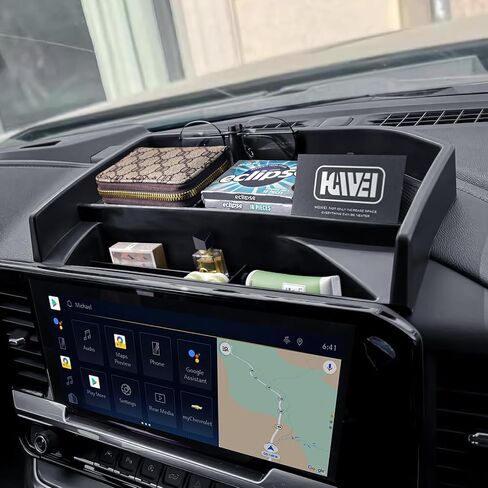 Center Console Dashboard Organizer Compatible with 2022-2025 Chevy Silverado/GMC Sierra 1500, (24-25) 2500HD/3500HD Accessories Dash Storage Box Insert Tray Behind 13.4-in Screen, Black in Saudi Arabia