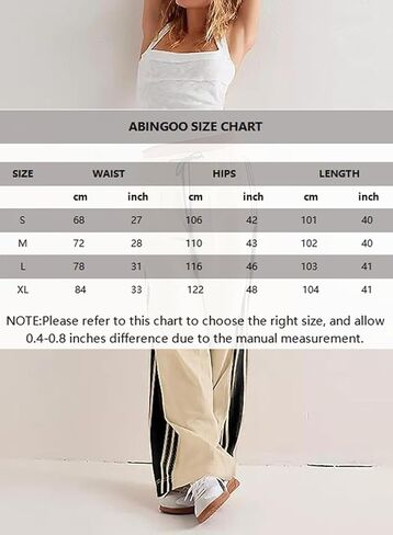 Women Wide Leg Track Pants Side Striped Baggy Sweatpants Drawstring Elastic High Waist Slouchy Y2K Pants with Pockets in Kuwait