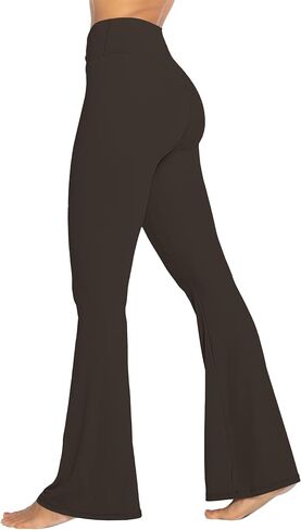 Sunzel Flare Leggings, Crossover Yoga Pants with Tummy Control, High Waisted and Wide Leg, No Front Seam Java Brown Medium 34" Inseam in Saudi Arabia