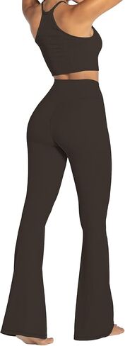 Sunzel Flare Leggings, Crossover Yoga Pants with Tummy Control, High Waisted and Wide Leg, No Front Seam Java Brown Medium 34" Inseam in Saudi Arabia