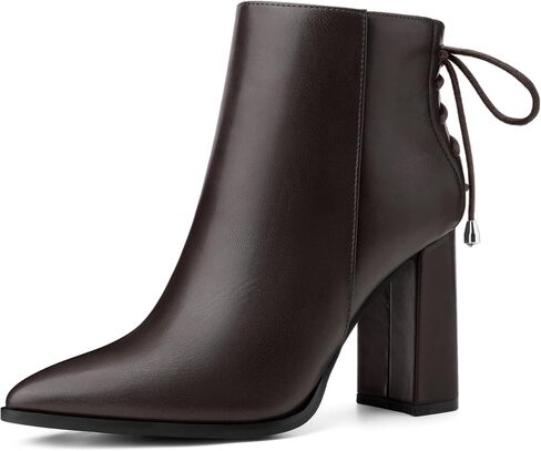 Perphy Pointed Toe Back Lace Up Chunky Heel Ankle Boots for Women in Kuwait