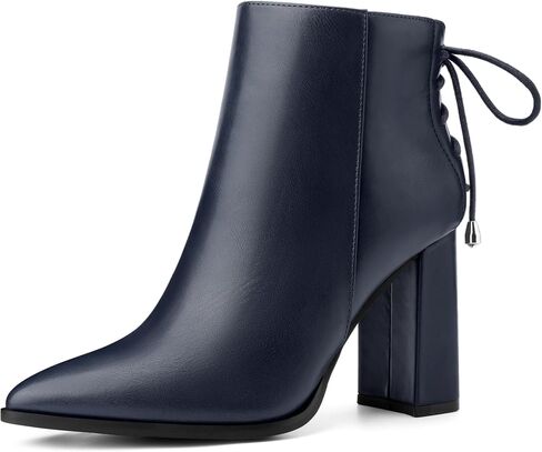 Perphy Pointed Toe Back Lace Up Chunky Heel Ankle Boots for Women in Kuwait