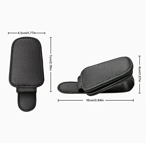 Car Visor Sunglasses Holders with Magnetic Clip, 2 Pack PU Leather Glasses Mount and Ticket Card Clip, Securely Holds Eyewear and Notes for Car Interior Organization, Black in Saudi Arabia