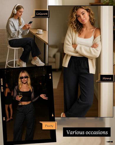 Corduroy Pants for Women Casual Drawstring High Elastic Waist Wide Leg Barrel Loose Comfy Trousers with Pockets in Saudi Arabia