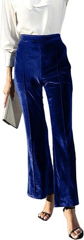 SEMATOMALA Women's Velvet Flare Work Pants High Waisted Dressy Office Elegant Business Casual Pull On Trousers in Saudi Arabia