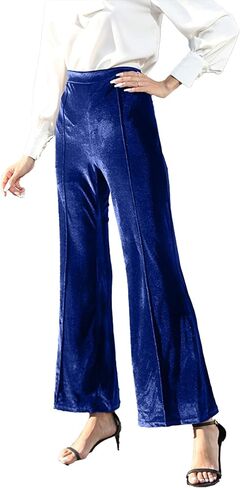 SEMATOMALA Women's Velvet Flare Work Pants High Waisted Dressy Office Elegant Business Casual Pull On Trousers in Saudi Arabia