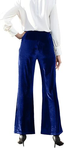 SEMATOMALA Women's Velvet Flare Work Pants High Waisted Dressy Office Elegant Business Casual Pull On Trousers in Saudi Arabia