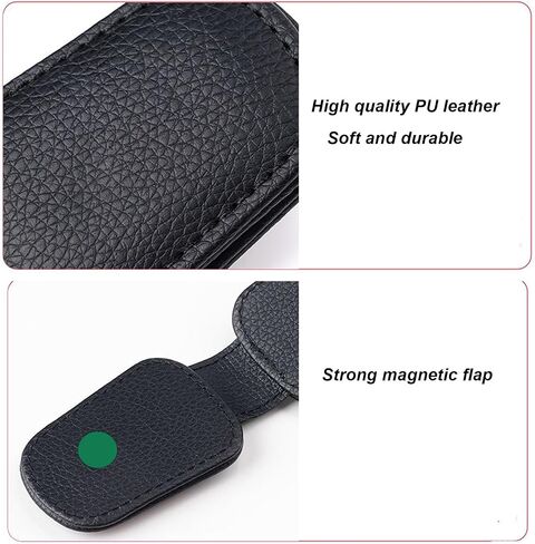 2 Packs Sunglass Holder for Car Magnetic Leather Sunglass Clip Universal Eyeglass Holder Car Visor Accessories Black in Saudi Arabia