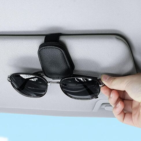 2 Packs Sunglass Holder for Car Magnetic Leather Sunglass Clip Universal Eyeglass Holder Car Visor Accessories Black in Saudi Arabia