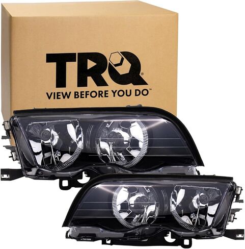 TRQ مجموعة مصابيح أمامية مجموعة المصابيح الأمامية متوافقة مع 1999-2000 BMW 323i 2001 325i 328i 330i BM2502102 BM2502112 BM2503102 BM2503112 in Saudi Arabia