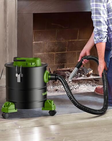 5.2 Gallon Fireplace Ash Vac with 1200w Powerful Suction & Wheeled Base - Ash Vacuum for Pellet Stoves - Ash Vacuum Cleaner for Fireplaces, Pellet Grill, Wood Stove, Fire Pits - Black in Saudi Arabia
