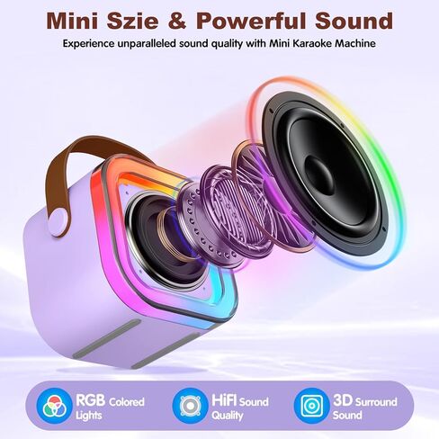 Karaoke Machine for Kids Adults, Mini Karaoke Machine with 2 Wireless Microphones, Singing Toys for Ages 3, 4, 5, 6, 7, 8 +, Best Gift for Birthday, Party, Christmas | Karaoke Machine for Girls in Kuwait
