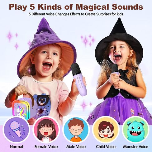 Karaoke Machine for Kids Adults, Mini Karaoke Machine with 2 Wireless Microphones, Singing Toys for Ages 3, 4, 5, 6, 7, 8 +, Best Gift for Birthday, Party, Christmas | Karaoke Machine for Girls in Kuwait