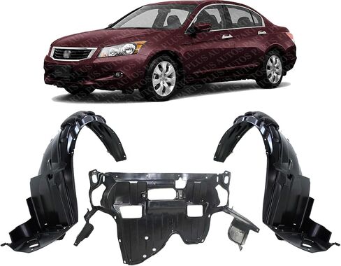 Front Engine Splash Shield Under Cover + Fender Liners Plastic Left Driver & Right Passenger Side Direct Replacement Compatible with 2008-2012 Honda Accord HO1248138 HO1249138 in Saudi Arabia