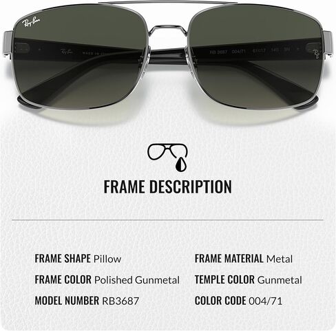 Ray-Ban RB3687 Square-Round Shaped Sunglasses for Men & Women with Official RAYBAN Eyewear Kit in Saudi Arabia
