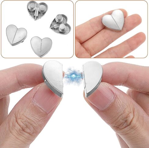8 Pairs Heart-Shaped Magnetic Curtain Closure Shaped Drapery Magnetic Curtain Holder Clip Decorative Detachable Buckle Double Sided Magnets for Closed Prevent Light Leaking Bedroom in Saudi Arabia