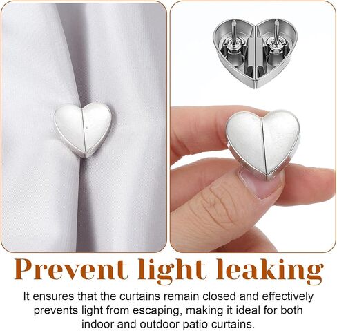 8 Pairs Heart-Shaped Magnetic Curtain Closure Shaped Drapery Magnetic Curtain Holder Clip Decorative Detachable Buckle Double Sided Magnets for Closed Prevent Light Leaking Bedroom in Saudi Arabia