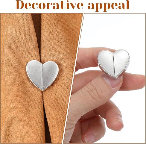 8 Pairs Heart-Shaped Magnetic Curtain Closure Shaped Drapery Magnetic Curtain Holder Clip Decorative Detachable Buckle Double Sided Magnets for Closed Prevent Light Leaking Bedroom in Saudi Arabia