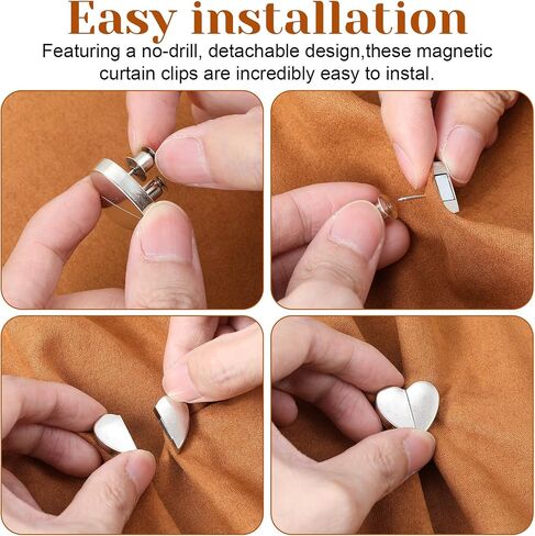 8 Pairs Heart-Shaped Magnetic Curtain Closure Shaped Drapery Magnetic Curtain Holder Clip Decorative Detachable Buckle Double Sided Magnets for Closed Prevent Light Leaking Bedroom in Saudi Arabia