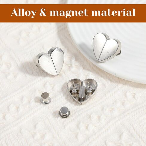 8 Pairs Heart-Shaped Magnetic Curtain Closure Shaped Drapery Magnetic Curtain Holder Clip Decorative Detachable Buckle Double Sided Magnets for Closed Prevent Light Leaking Bedroom in Saudi Arabia