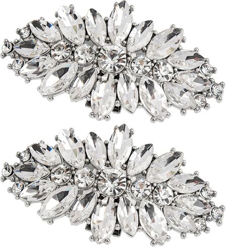 Framendino, 2 Pack Silver Rhinestone Shoe Clips Removable Crystal Buckle Wedding Shoes Clip for Party Decoration in Saudi Arabia