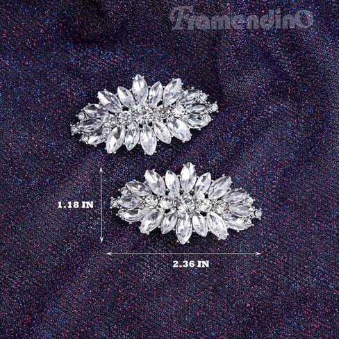 Framendino, 2 Pack Silver Rhinestone Shoe Clips Removable Crystal Buckle Wedding Shoes Clip for Party Decoration in Saudi Arabia