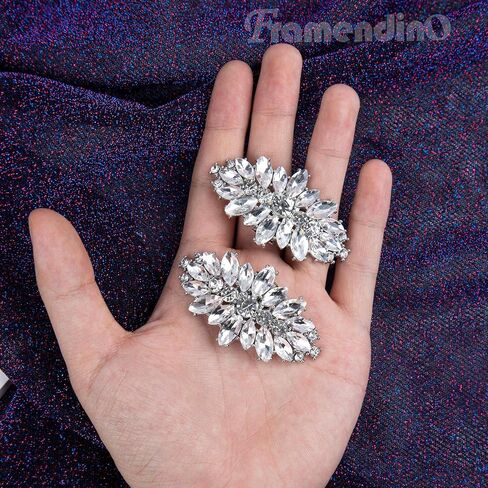 Framendino, 2 Pack Silver Rhinestone Shoe Clips Removable Crystal Buckle Wedding Shoes Clip for Party Decoration in Saudi Arabia