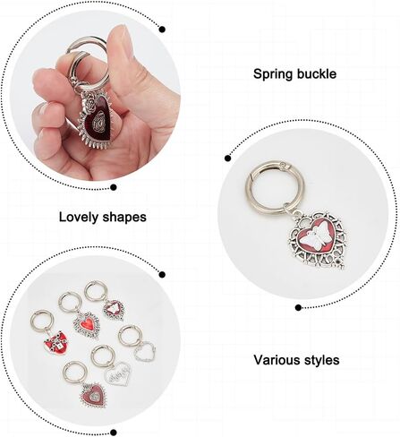 WEBEEDY 12 Pcs Goth Heart Boot Charm Alloy Enamel Gothic Heart Shoe Charms with Spring O Ring Alloy Buckle Shoe Gothic Pendant Accessory for Shoe Decoration Gift for Birthday Party in Saudi Arabia