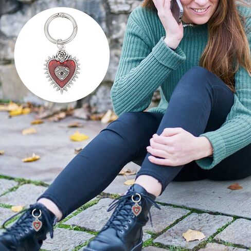 WEBEEDY 12 Pcs Goth Heart Boot Charm Alloy Enamel Gothic Heart Shoe Charms with Spring O Ring Alloy Buckle Shoe Gothic Pendant Accessory for Shoe Decoration Gift for Birthday Party in Saudi Arabia