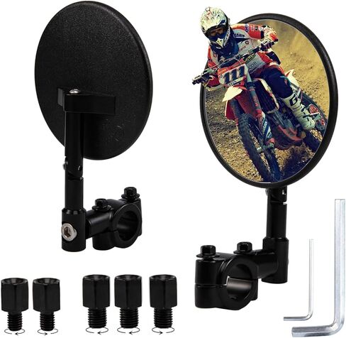 مرايا الدراجات النارية عالمية، مرايا جانبية للدراجة النارية، معتمدة من E24، قابلة للدوران 360 درجة، تناسب أقطار المقود من 22 مم و25.4 مم، تناسب معظم الدراجات النارية والدراجات الهوائية وATV (النمط أ) in Kuwait