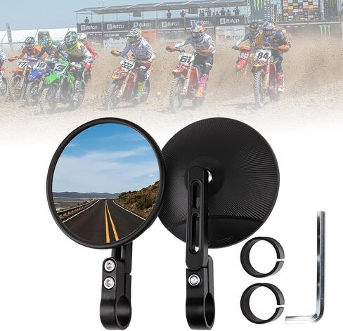 Motorcycle Mirrors Universal, Bar End Mirrors Motorcycle, E24 Certified, 360° rotatable, Fits Handlebar Diameters from 22mm and 25.4mm, Fits Most Motorcycles, Bicycles, ATV (Style A) in Kuwait
