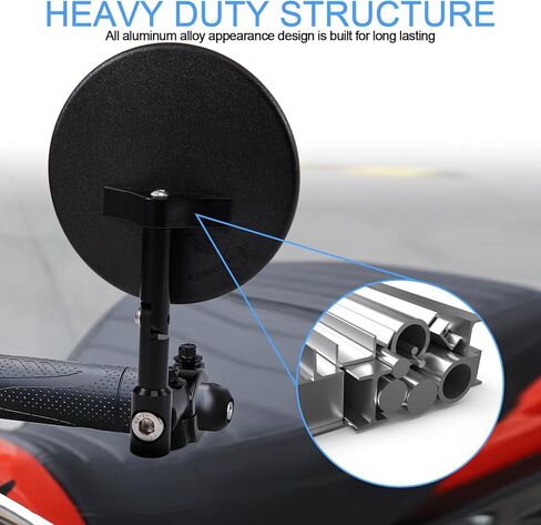 مرايا الدراجات النارية عالمية، مرايا جانبية للدراجة النارية، معتمدة من E24، قابلة للدوران 360 درجة، تناسب أقطار المقود من 22 مم و25.4 مم، تناسب معظم الدراجات النارية والدراجات الهوائية وATV (النمط أ) in Kuwait