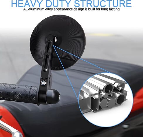 Motorcycle Mirrors Universal, Bar End Mirrors Motorcycle, E24 Certified, 360° rotatable, Fits Handlebar Diameters from 22mm and 25.4mm, Fits Most Motorcycles, Bicycles, ATV (Style A) in Kuwait