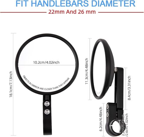 Motorcycle Mirrors Universal, Bar End Mirrors Motorcycle, E24 Certified, 360° rotatable, Fits Handlebar Diameters from 22mm and 25.4mm, Fits Most Motorcycles, Bicycles, ATV (Style A) in Kuwait