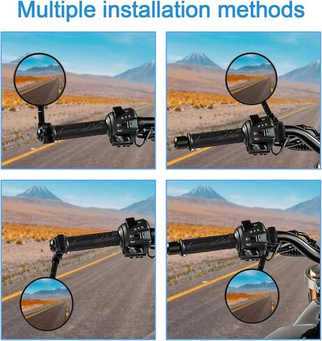 مرايا الدراجات النارية عالمية، مرايا جانبية للدراجة النارية، معتمدة من E24، قابلة للدوران 360 درجة، تناسب أقطار المقود من 22 مم و25.4 مم، تناسب معظم الدراجات النارية والدراجات الهوائية وATV (النمط أ) in Kuwait