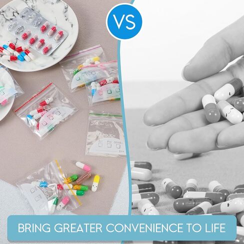 Fulmoon 350 Pcs Bulk Pill Pouch Bags Disposable 7 Colors Zipper Pills Bag Daily Travel Medicine Organizer Storage Pouches Clear Reusable for Small Items Storage(Candy Colors) in Saudi Arabia