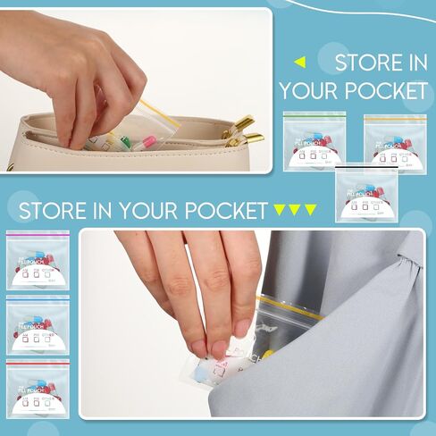 Fulmoon 350 Pcs Bulk Pill Pouch Bags Disposable 7 Colors Zipper Pills Bag Daily Travel Medicine Organizer Storage Pouches Clear Reusable for Small Items Storage(Candy Colors) in Saudi Arabia