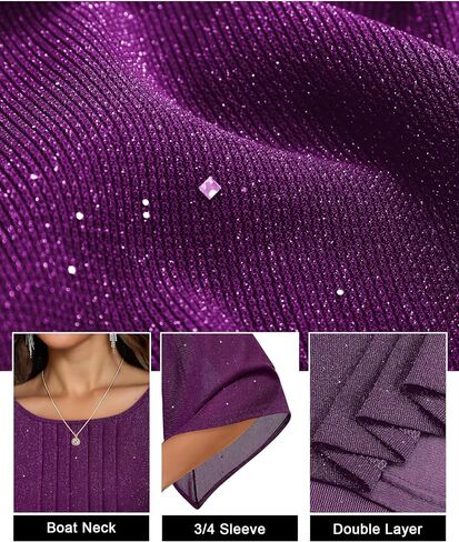 Youtalia Dressy Tops for Women Formal Elegant Blouses 3/4 Sleeve Sparkly Cocktail Party Evening Shirts in Saudi Arabia