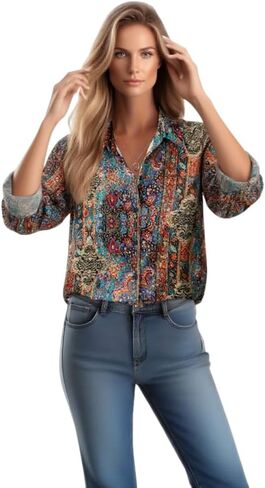Womens Button Down Shirts Dressy Floral Long Sleeve Casual Blouses Business Work Tops 2025 Trendy Loose Fit Outfits in Saudi Arabia