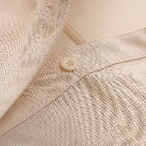 Women's Long Sleeve Linen V-Neck Button Down Blouse - Spring Tops for Seniors, Breathable Linen Shirts & Casual Clothes in Saudi Arabia