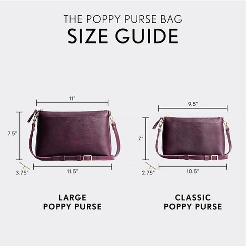 Portland Leather Goods Poppy Purse – Leather Handbag w/Removable Crossbody Strap – Handmade from the Finest Full-Grain Hides in Kuwait