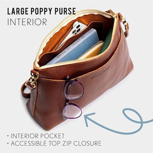 Portland Leather Goods Poppy Purse – Leather Handbag w/Removable Crossbody Strap – Handmade from the Finest Full-Grain Hides in Kuwait
