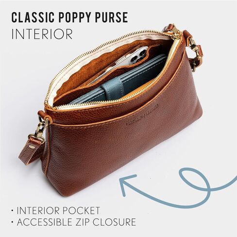 Portland Leather Goods Poppy Purse – Leather Handbag w/Removable Crossbody Strap – Handmade from the Finest Full-Grain Hides in Kuwait