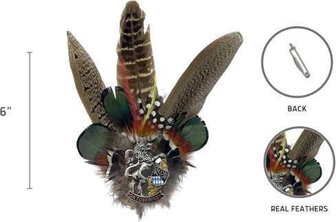 دبابيس قبعة مهرجان أكتوبر البافارية ذات الريش الملون مع لمسات وسحر معطف الأسد من الأسلحة - ملحق القبعة الألمانية لقبعات جبال الألب، أزياء مهرجان أكتوبر الزي الألماني التقليدي بواسطة Oktoberfest Haus in Kuwait